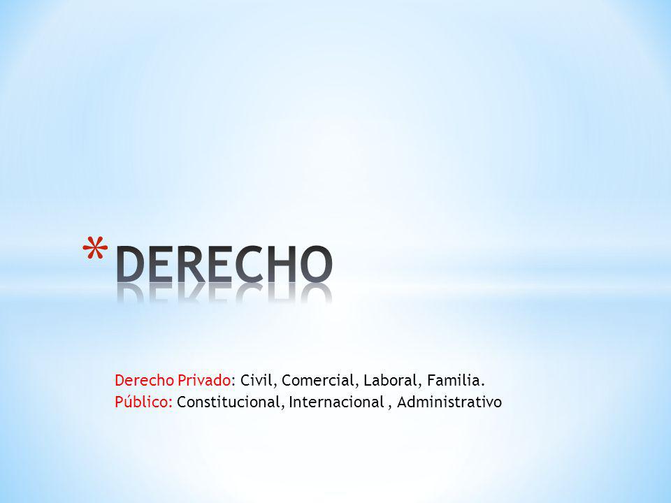 DERECHO Derecho Privado: Civil, Comercial, Laboral, Familia.