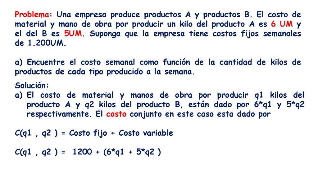 Problema: Una empresa produce productos A y productos B