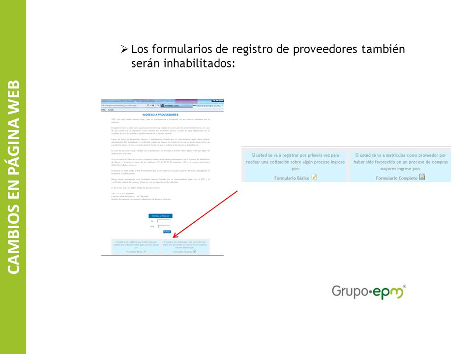 Los formularios de registro de proveedores también serán inhabilitados: