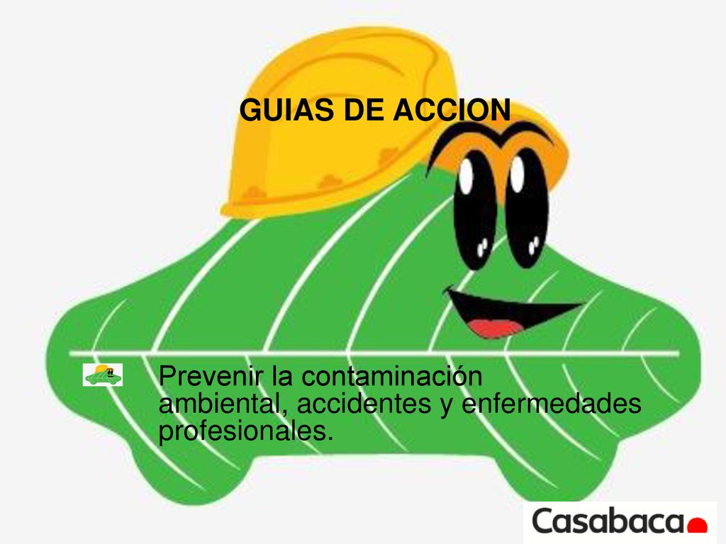 GUIAS DE ACCION Prevenir la contaminación ambiental, accidentes y enfermedades profesionales.