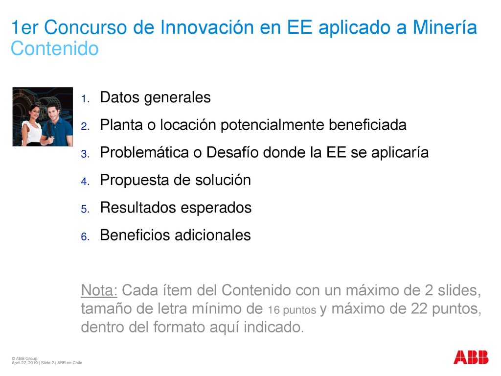 1er Concurso de Innovación en EE aplicado a Minería Contenido
