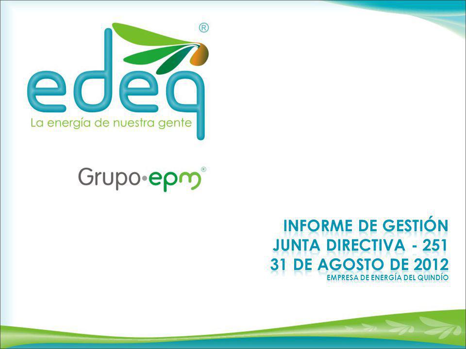 Informe DE GESTIÓN JUNTA DIRECTIVA De Agosto De 2012 Empresa de energía del Quindío