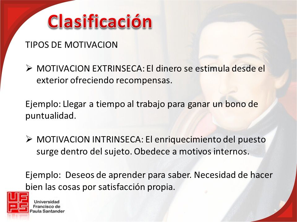 Clasificación TIPOS DE MOTIVACION