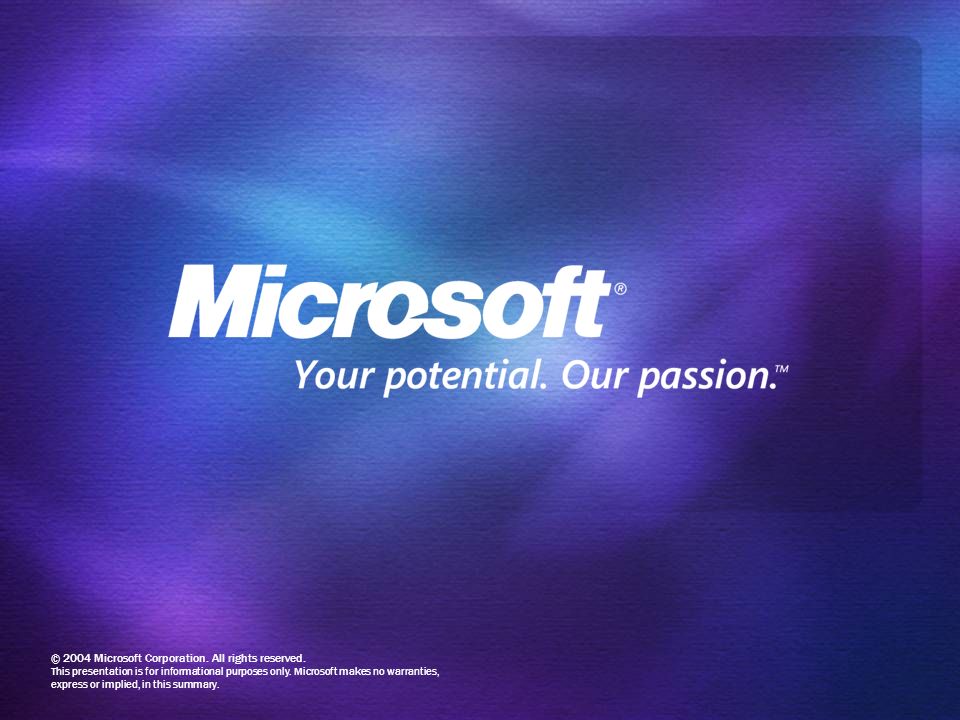 © 2004 Microsoft Corporation. All rights reserved.