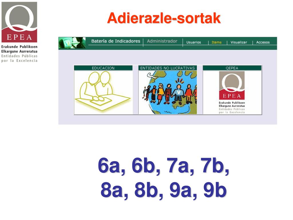 Adierazle-sortak 6a, 6b, 7a, 7b, 8a, 8b, 9a, 9b