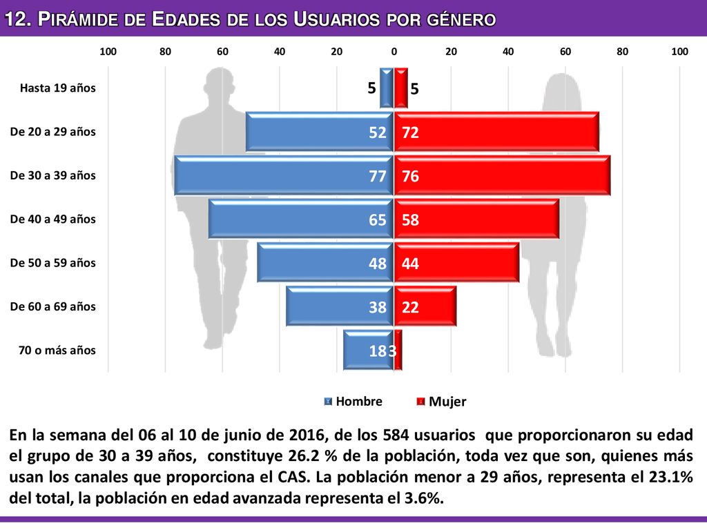 12. Pirámide de Edades de los Usuarios por género