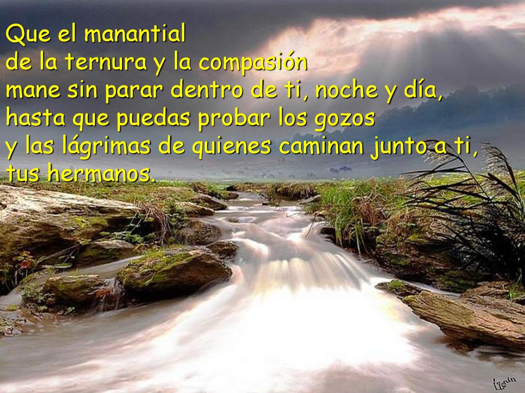 de la ternura y la compasión mane sin parar dentro de ti, noche y día,