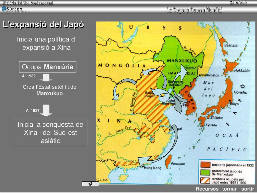 L’expansió del Japó Inicia una política d’ expansió a Xina