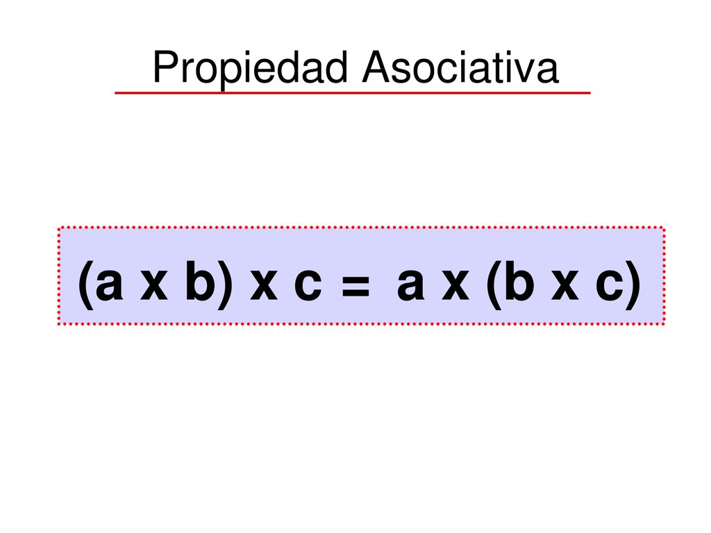 Propiedad Asociativa (a x b) x c = a x (b x c)