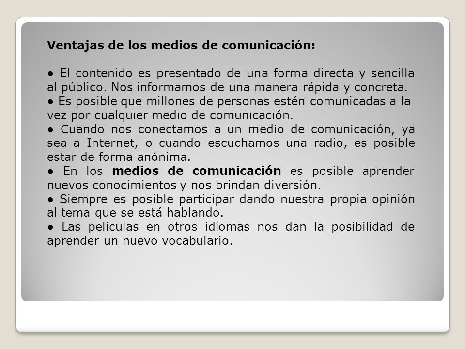 LOS MEDIOS DE COMUNICACIÓN - ppt descargar