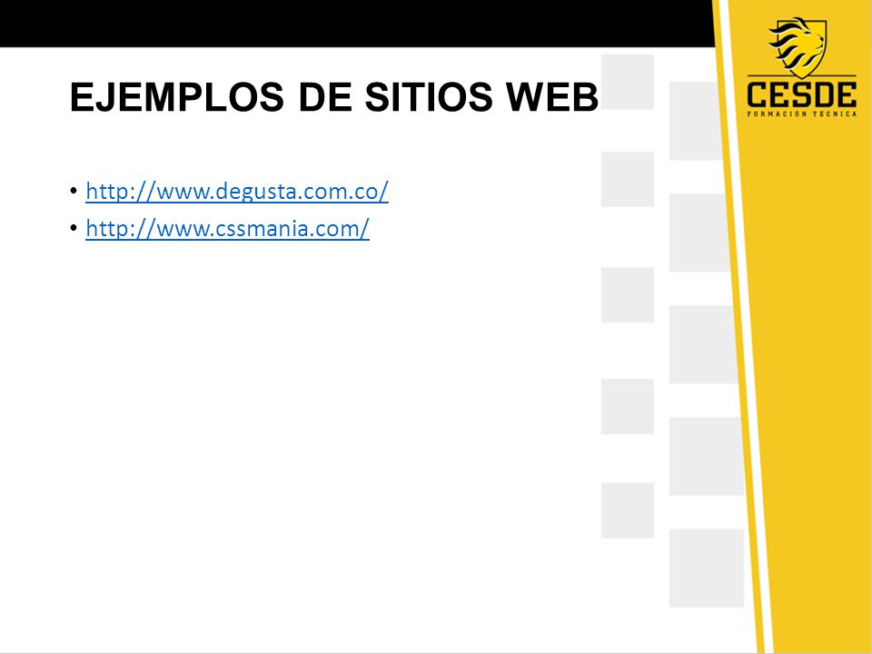 EJEMPLOS DE SITIOS WEB