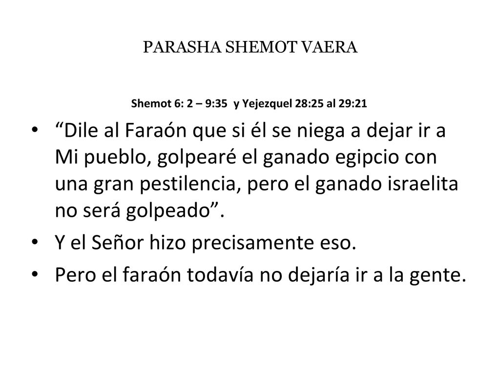 Shemot 6: 2 – 9:35 y Yejezquel 28:25 al 29:21