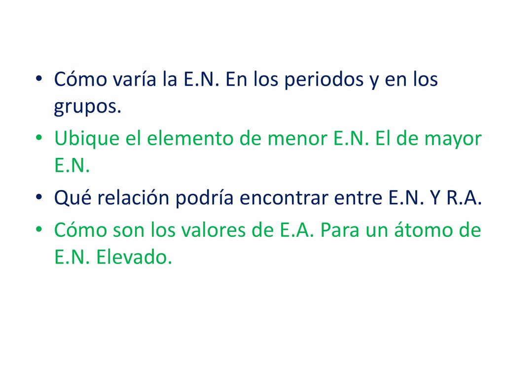 Cómo varía la E.N. En los periodos y en los grupos.