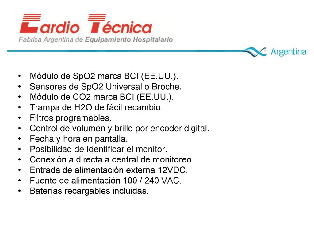 Módulo de SpO2 marca BCI (EE.UU.).