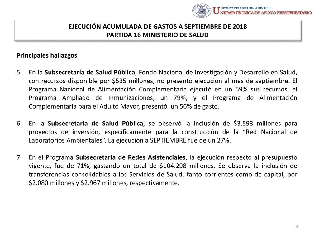 EJECUCIÓN ACUMULADA DE GASTOS A SEPTIEMBRE DE 2018 PARTIDA 16 MINISTERIO DE SALUD