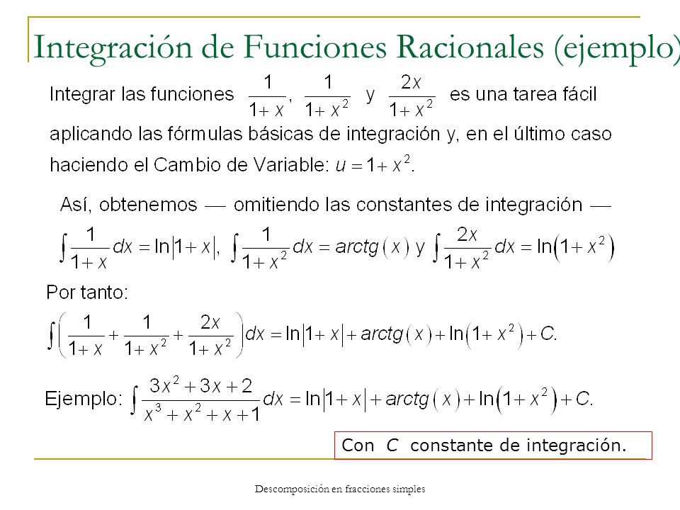 Integración de Funciones Racionales (ejemplo)