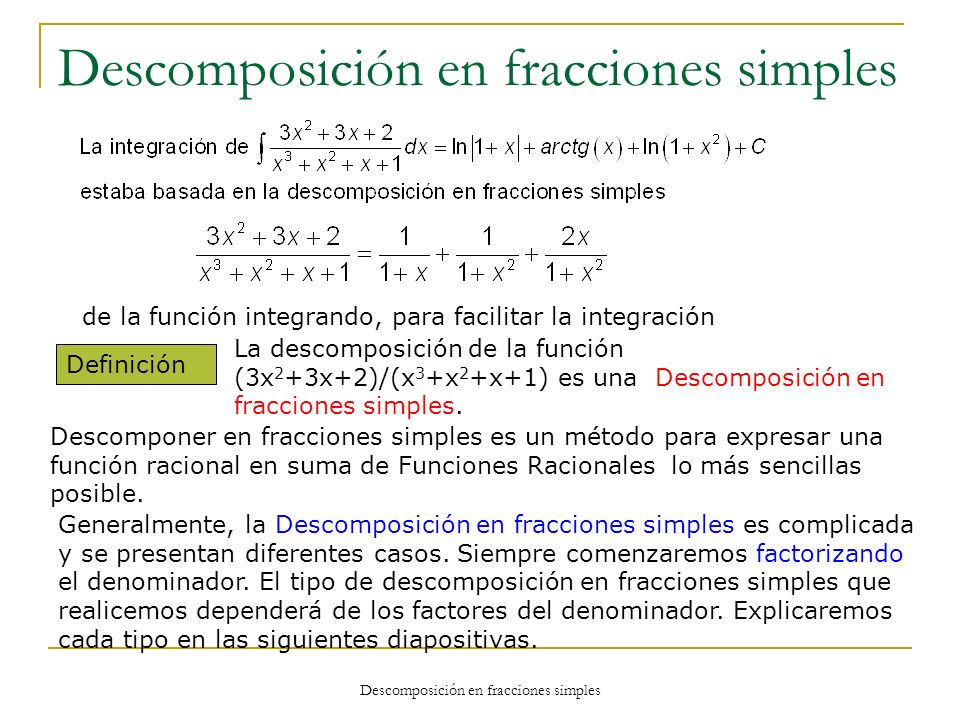 Descomposición en fracciones simples