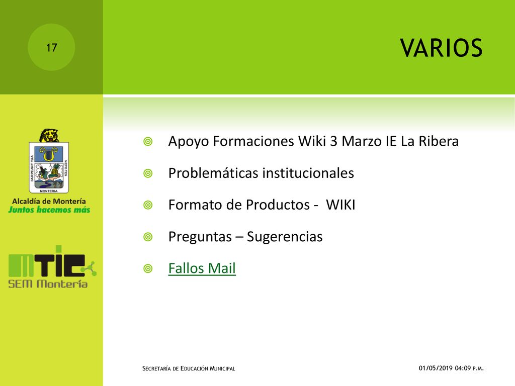 varios Apoyo Formaciones Wiki 3 Marzo IE La Ribera