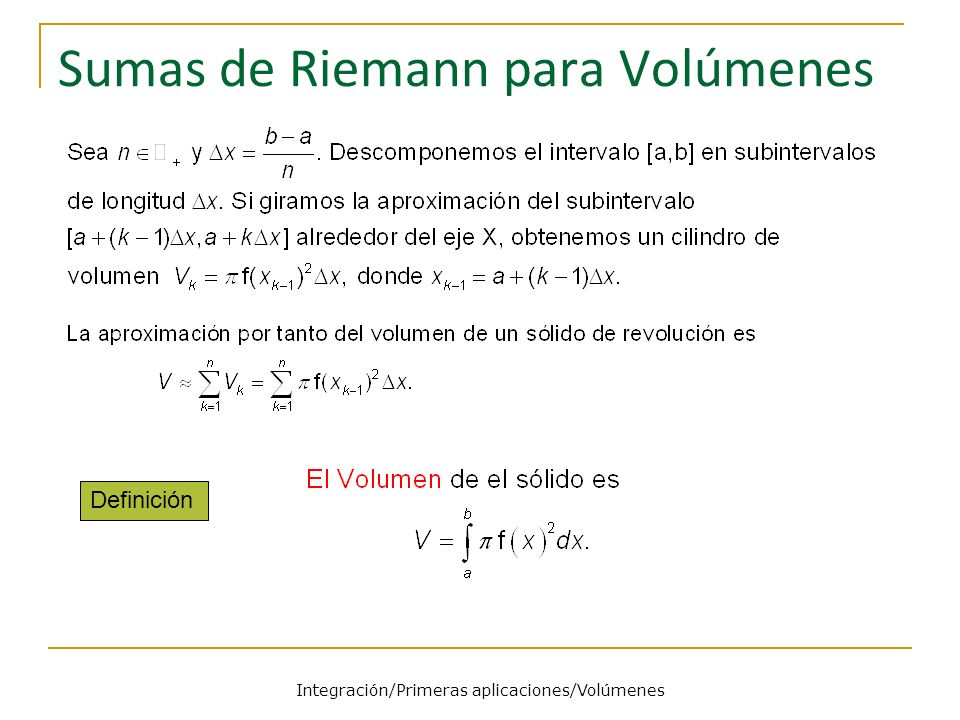Sumas de Riemann para Volúmenes