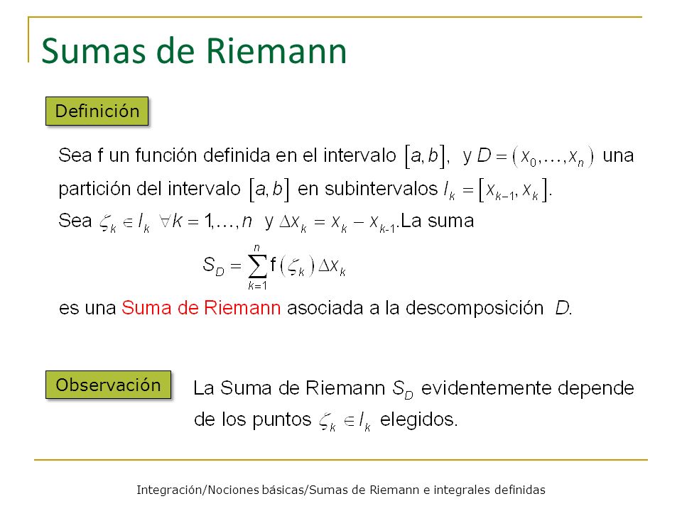 Integración/Nociones básicas/Sumas de Riemann e integrales definidas