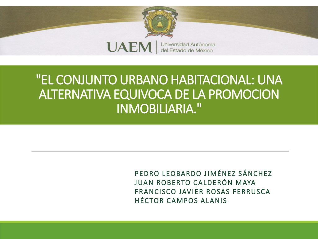 EL CONJUNTO URBANO HABITACIONAL: UNA ALTERNATIVA EQUIVOCA DE LA PROMOCION INMOBILIARIA.