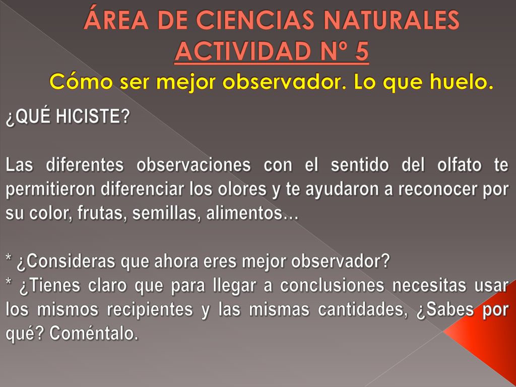ÁREA DE CIENCIAS NATURALES ACTIVIDAD Nº 5 Cómo ser mejor observador