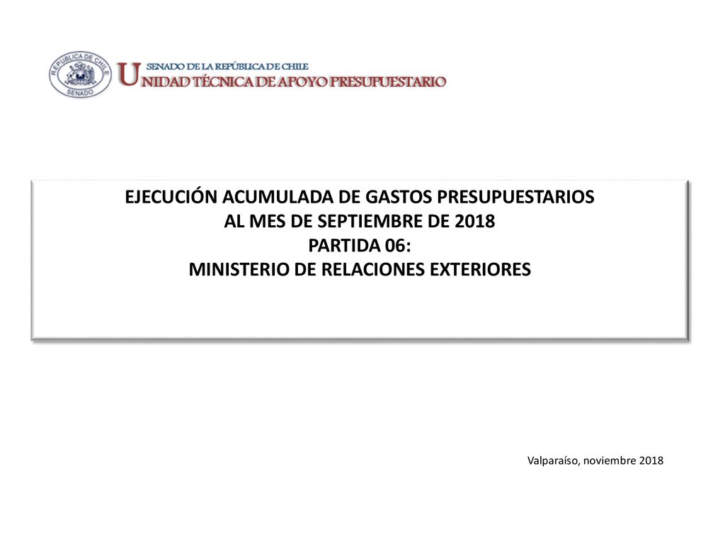 EJECUCIÓN ACUMULADA DE GASTOS PRESUPUESTARIOS AL MES DE SEPTIEMBRE DE 2018 PARTIDA 06: MINISTERIO DE RELACIONES EXTERIORES