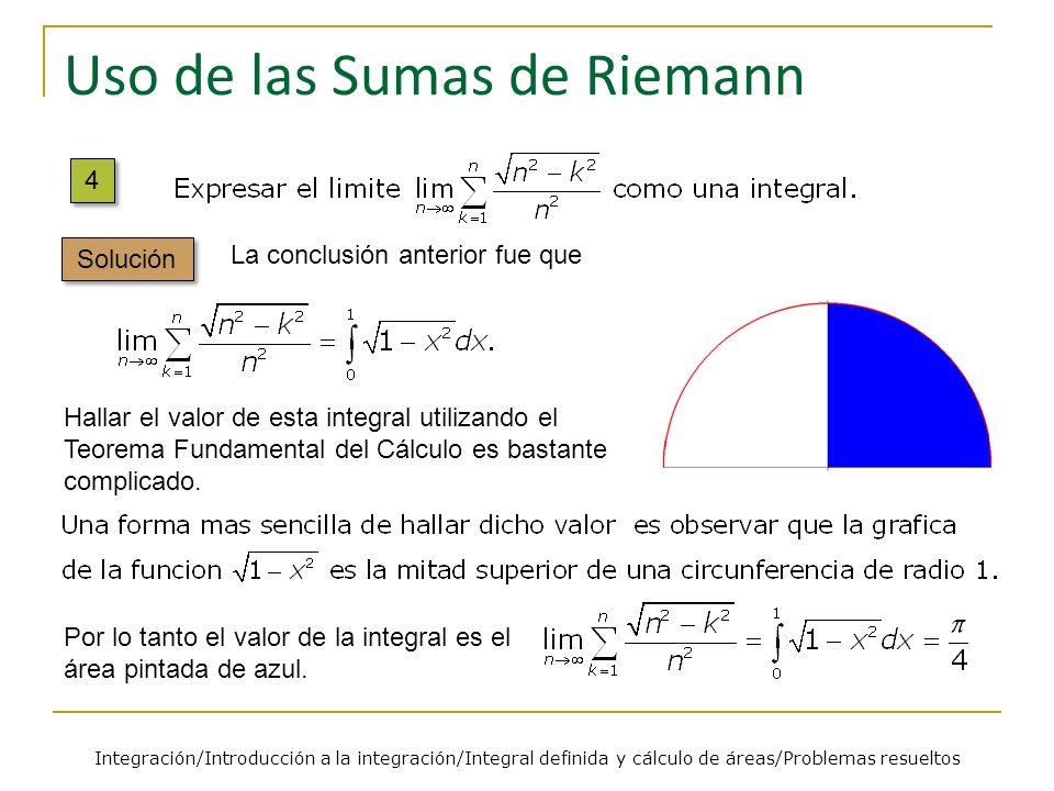 Uso de las Sumas de Riemann
