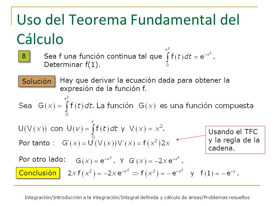 Uso del Teorema Fundamental del Cálculo