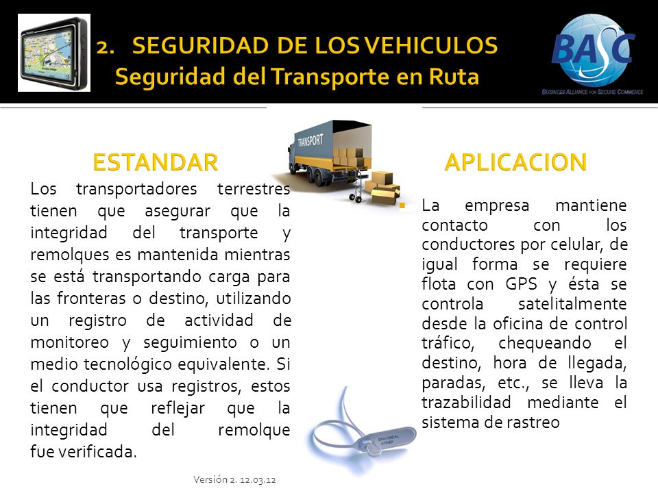 2. SEGURIDAD DE LOS VEHICULOS Seguridad del Transporte en Ruta