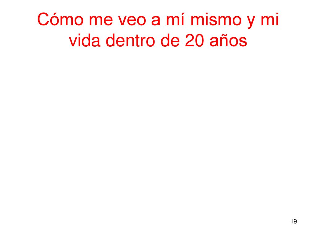 Cómo me veo a mí mismo y mi vida dentro de 20 años