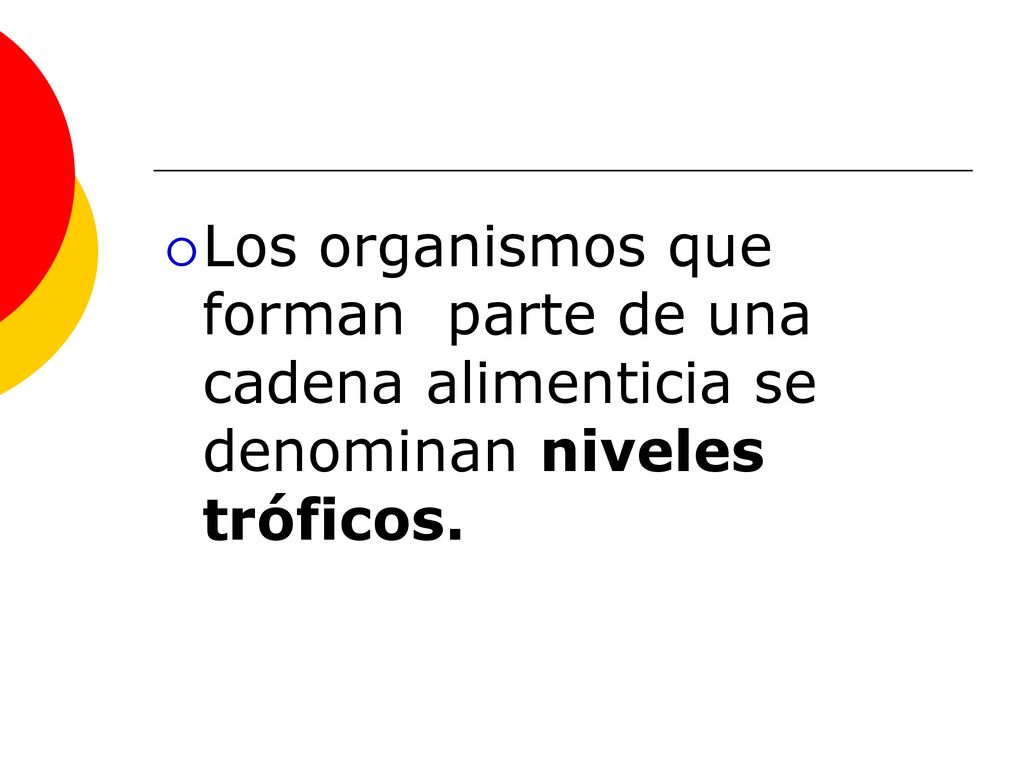 Los organismos que forman parte de una cadena alimenticia se denominan niveles tróficos.