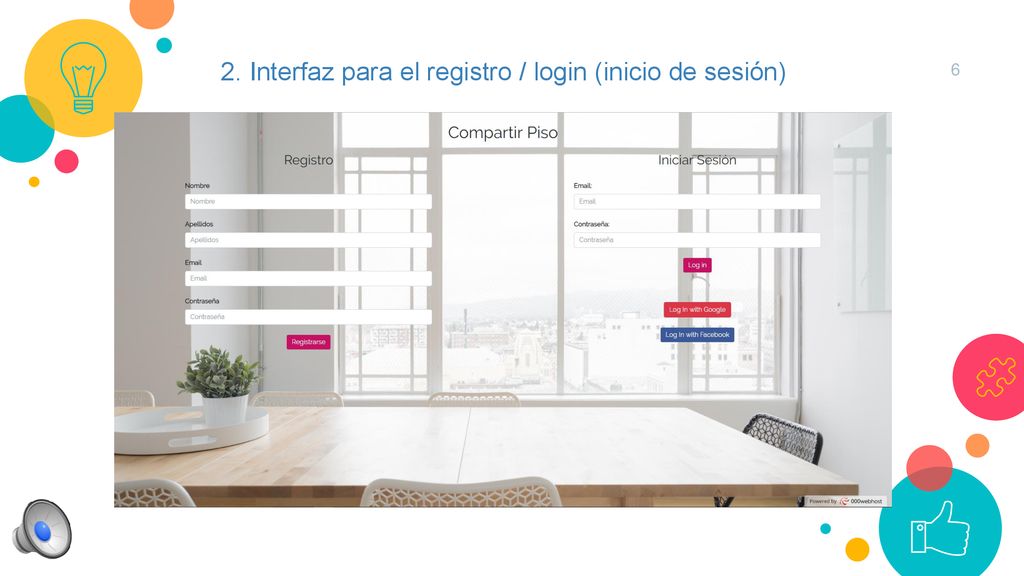 2. Interfaz para el registro / login (inicio de sesión)