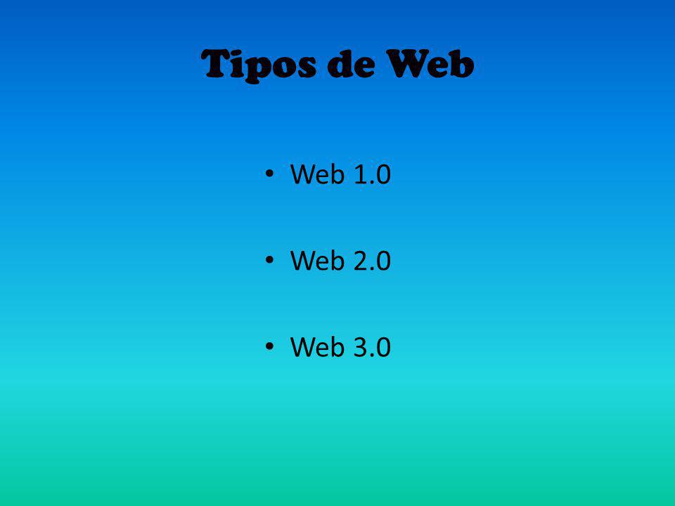 Tipos de Web Web 1.0 Web 2.0 Web 3.0