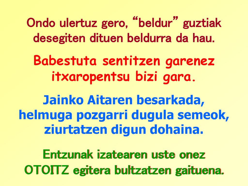 Ondo ulertuz gero, beldur guztiak desegiten dituen beldurra da hau.
