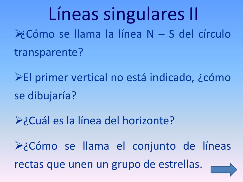 Líneas singulares II ¿Cómo se llama la línea N – S del círculo transparente El primer vertical no está indicado, ¿cómo se dibujaría