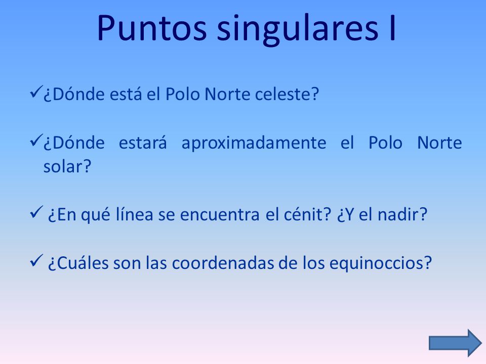 Puntos singulares I ¿Dónde está el Polo Norte celeste