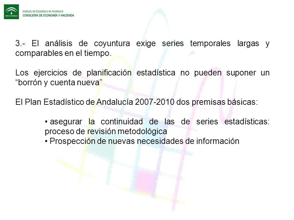 El Plan Estadístico de Andalucía dos premisas básicas: