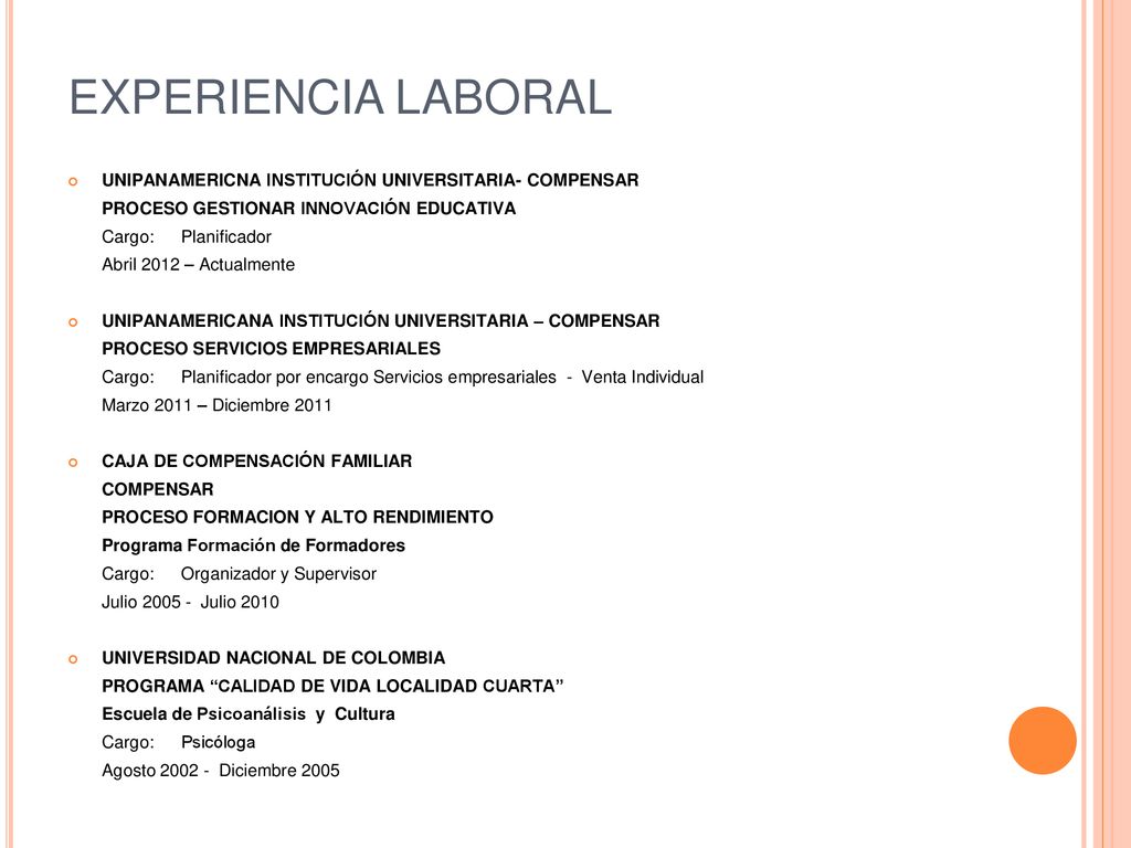EXPERIENCIA LABORAL UNIPANAMERICNA INSTITUCIÓN UNIVERSITARIA- COMPENSAR. PROCESO GESTIONAR INNOVACIÓN EDUCATIVA