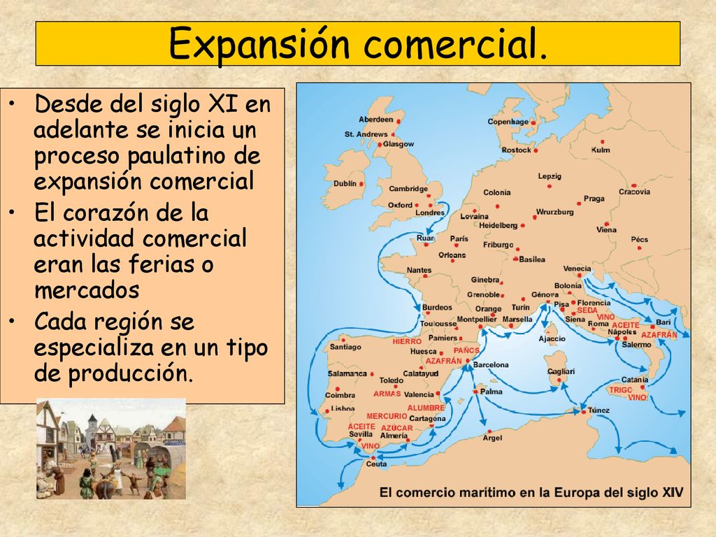 Expansión comercial. Desde del siglo XI en adelante se inicia un proceso paulatino de expansión comercial.