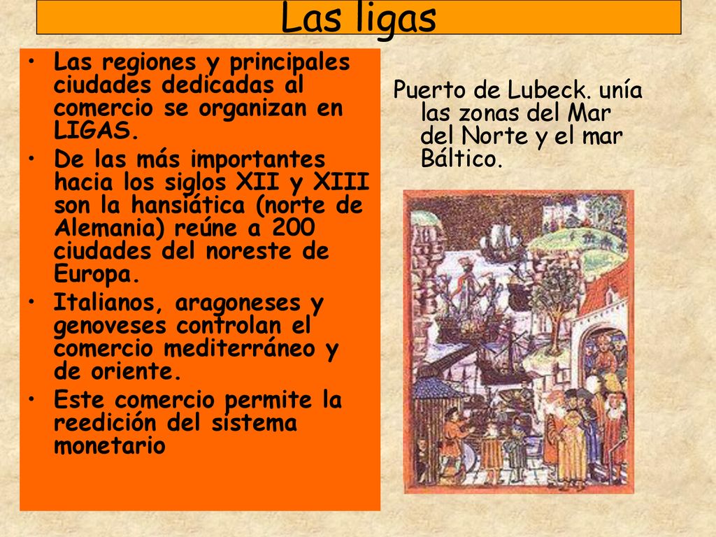 Las ligas Las regiones y principales ciudades dedicadas al comercio se organizan en LIGAS.