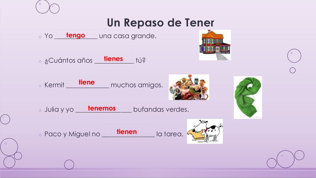 Un Repaso de Tener tengo Yo _____________ una casa grande.