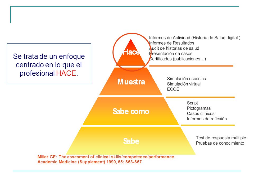Se trata de un enfoque centrado en lo que el profesional HACE.