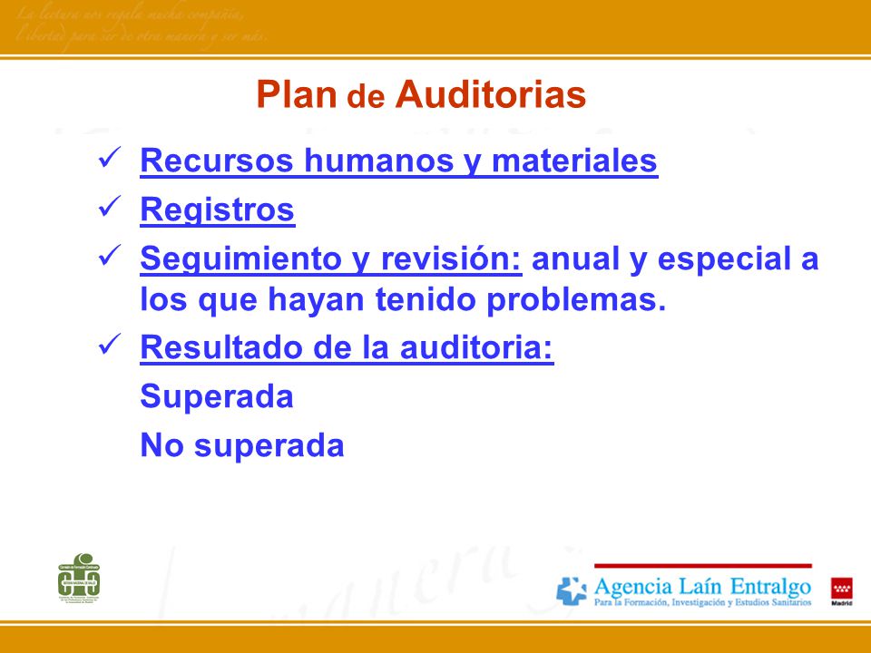Plan de Auditorias Recursos humanos y materiales Registros