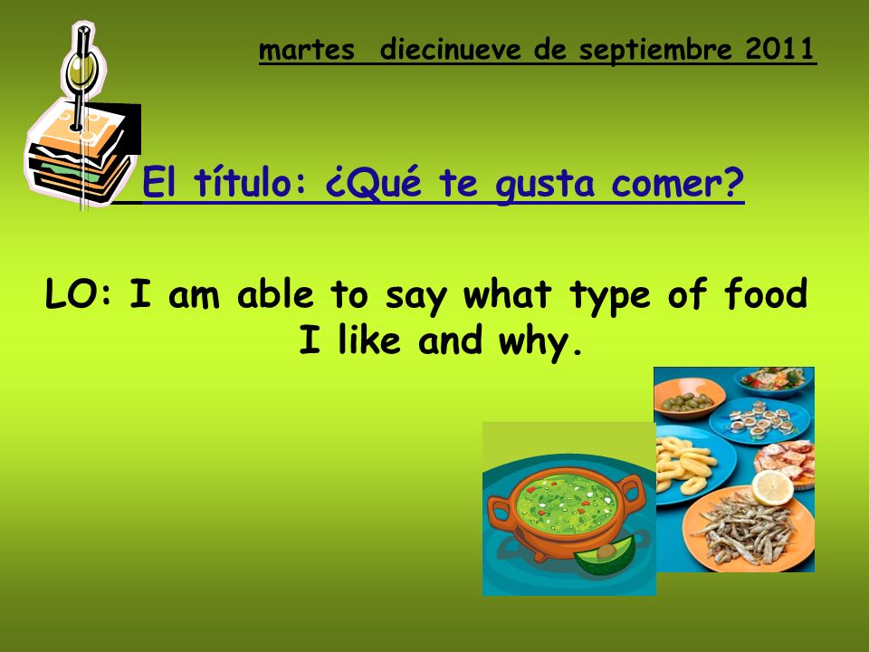 El título: ¿Qué te gusta comer