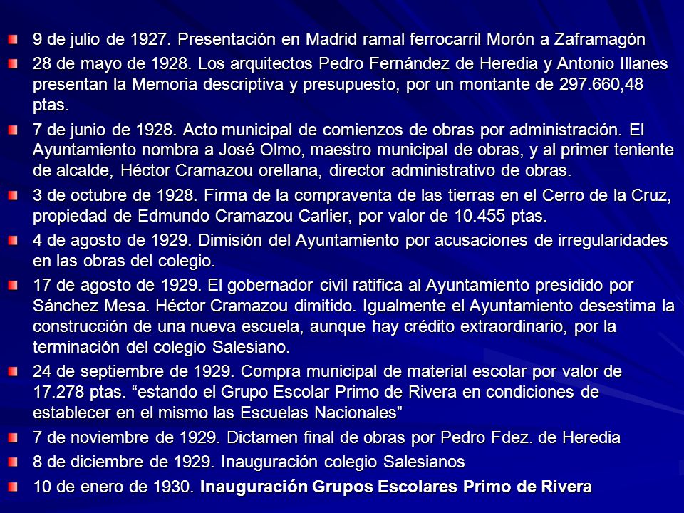 9 de julio de Presentación en Madrid ramal ferrocarril Morón a Zaframagón