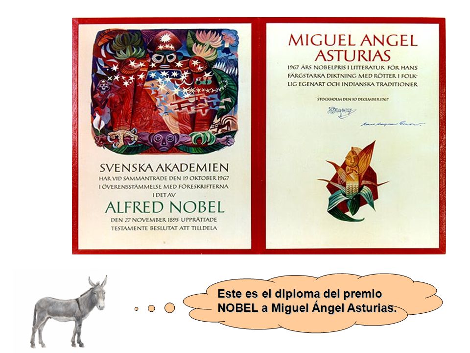 Este es el diploma del premio NOBEL a Miguel Ángel Asturias.