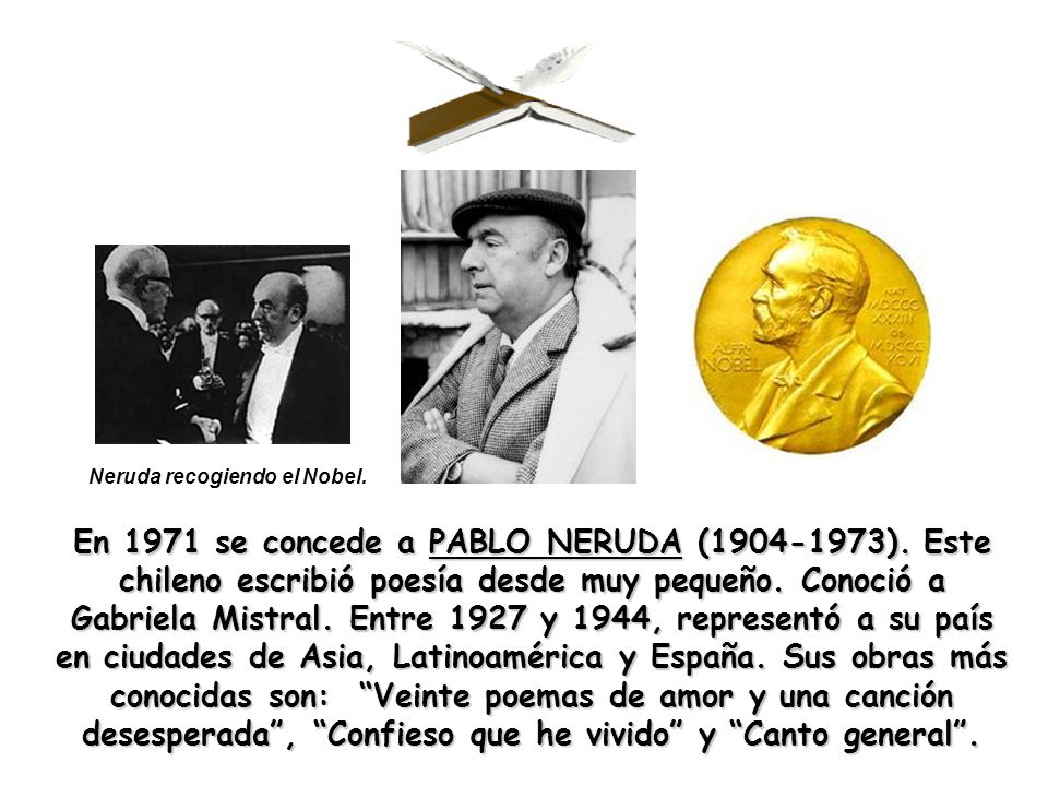 Neruda recogiendo el Nobel.