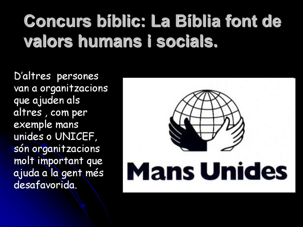 Concurs bíblic: La Bíblia font de valors humans i socials.
