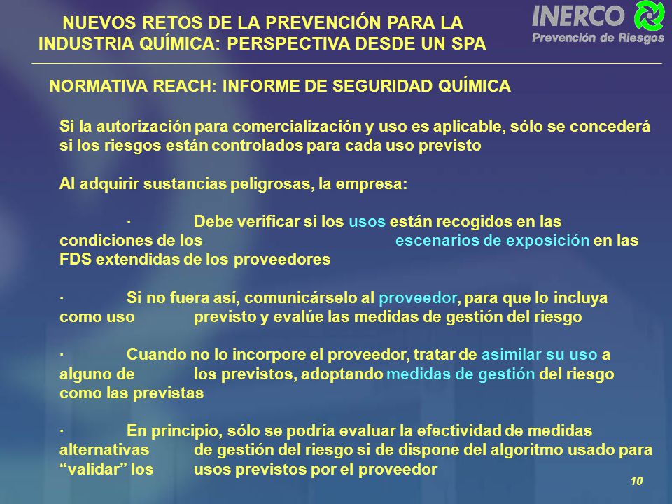NUEVOS RETOS DE LA PREVENCIÓN PARA LA INDUSTRIA QUÍMICA: PERSPECTIVA DESDE UN SPA